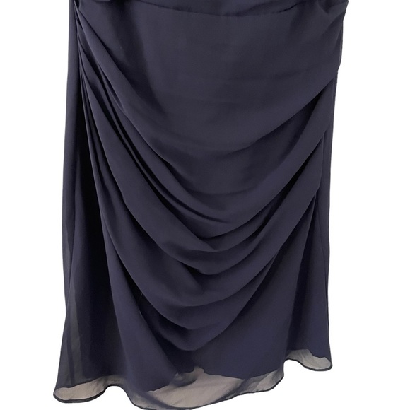 BILL Levkoff Navy Blue Chiffon Bridesmaid Dress size 12 - Picture 3 of 7
